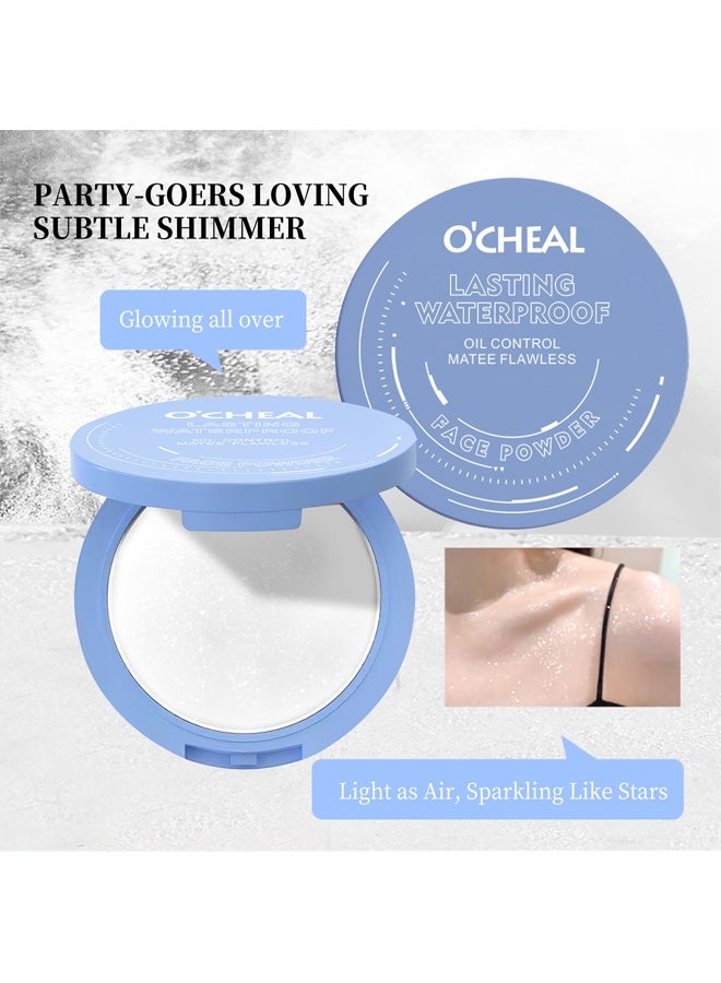 OCHEAL Lasting Waterrpoof Pressed Powder, Invisible Pores Lasting Waterrpoof Oil Control Face Pressed Powder, Matte Ultra Flawless Finish Makeup,Hide Pores Lightweight Longlasting Setting Powder with Puff,Waterproof Natural Coverage, Smooths Pores & Lines for All Skin ,(03#Pearlescent White 10g) - Image 3